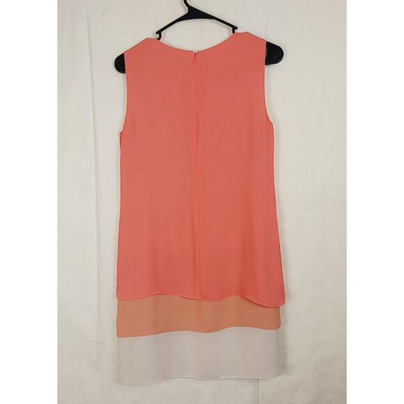 BCBGMAXASRIA Haley coral pink colorblock sheath dress Size 2 Mod Retro 70s - Picture 2 of 7